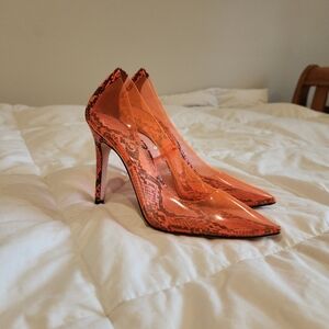 Jessica Simpson Pixera 2 Jelly Heels | Clear Neon Snake Print Stiletto Pumps 7